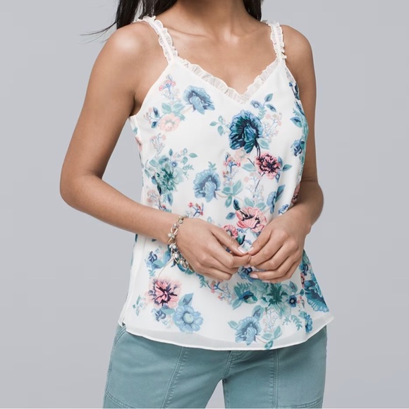 White House Black Market Tops - BRAND NEW WHBM Mixed-Media Floral Cami